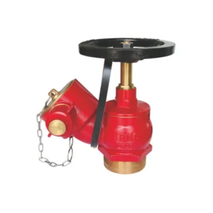 Oblique type wet landing valve