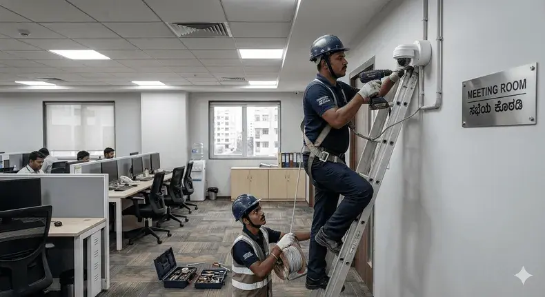 professional doing installation of CCTV