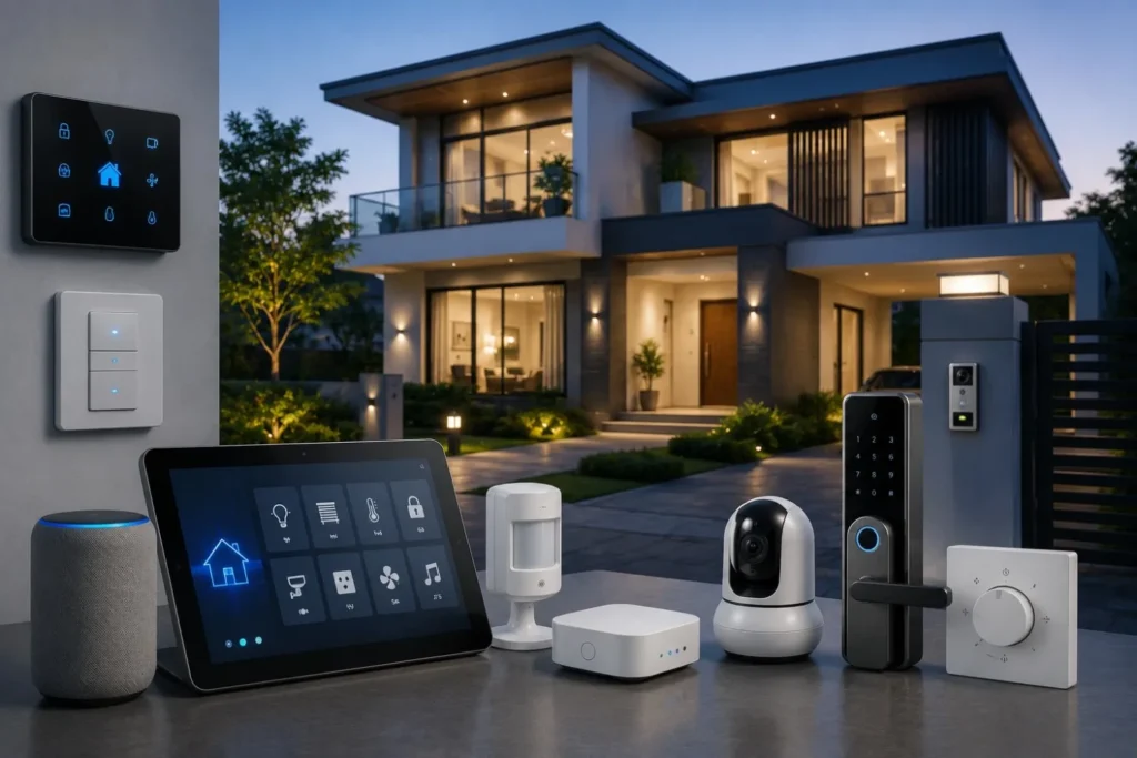 Smart home elegance at twilight