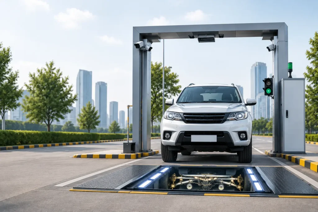 High-tech vehicle inspection checkpoint