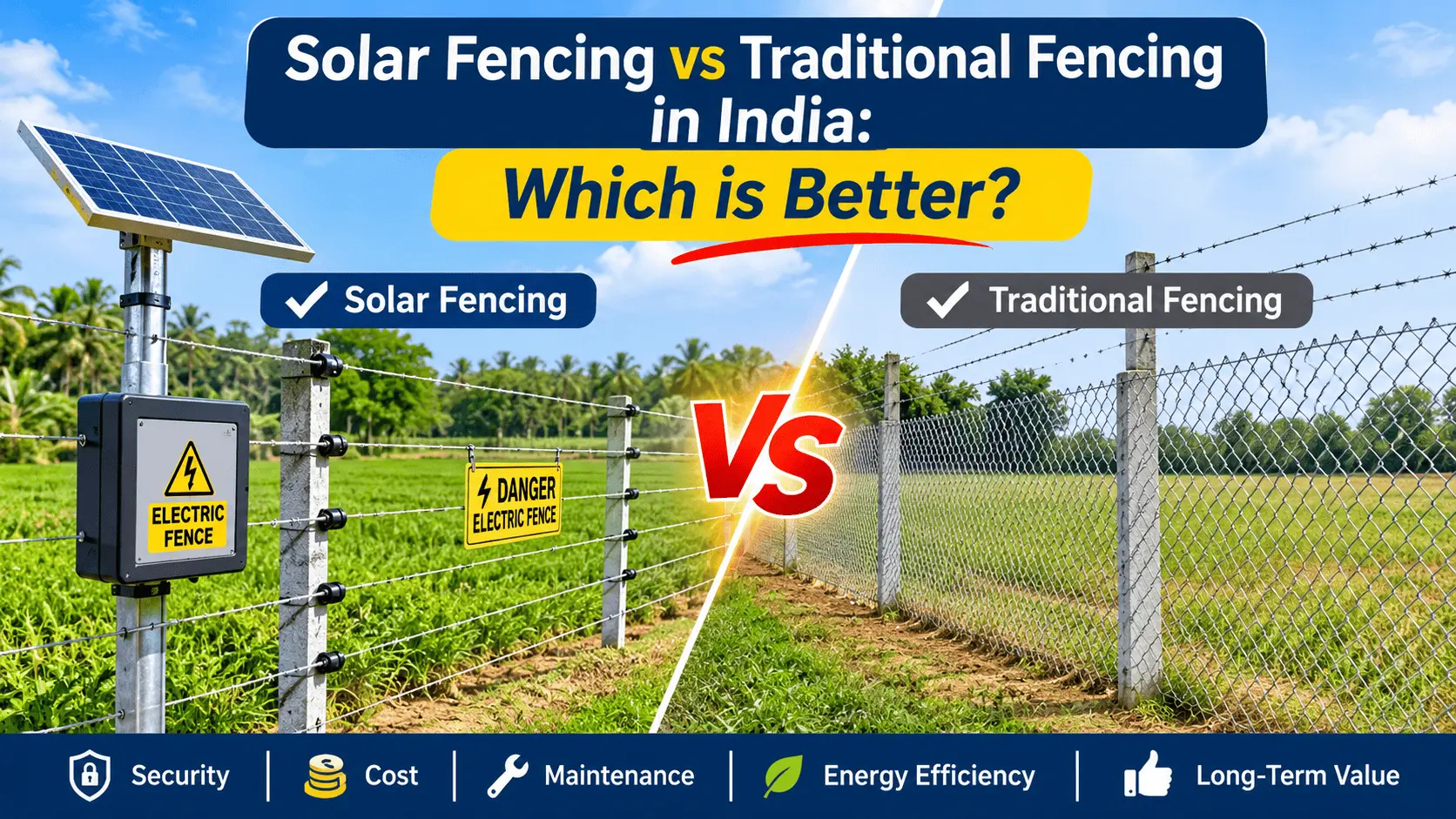 Solar fencing vs traditional fencing comparison in India
